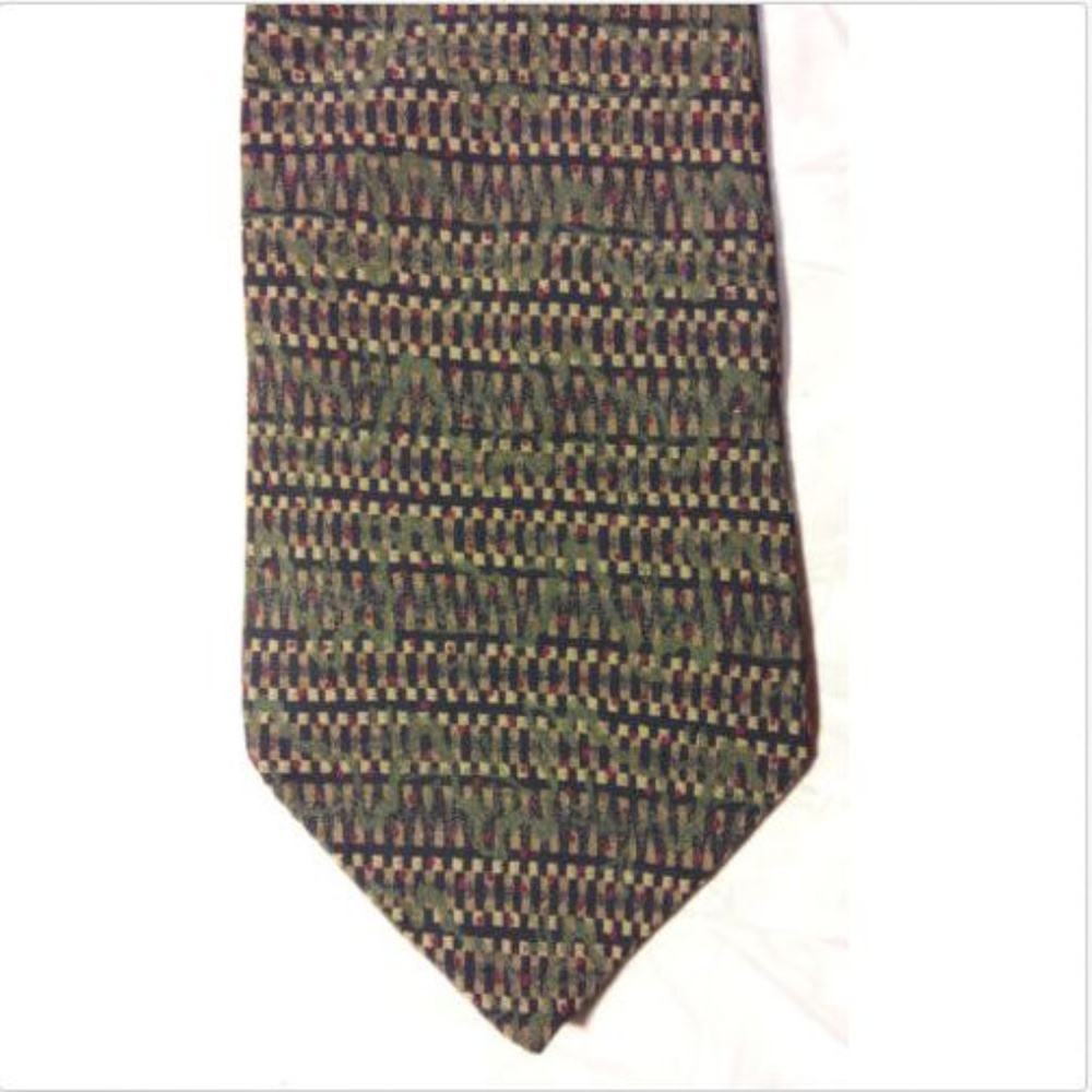 *Geoffrey Beene Tie ~ Squiggles Diamonds Railroad - Picture 1 of 4
